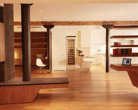 The architects gutted the space and left only the key structural elements.