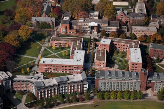 Aerial view of the new buildings.