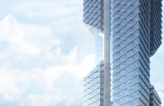 Tower 2, mid-tower detail.