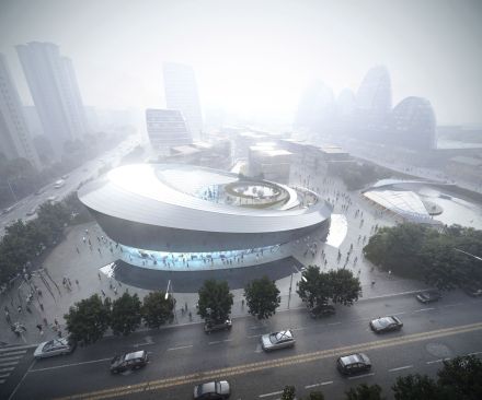 Aerial view of the exhibition centre 