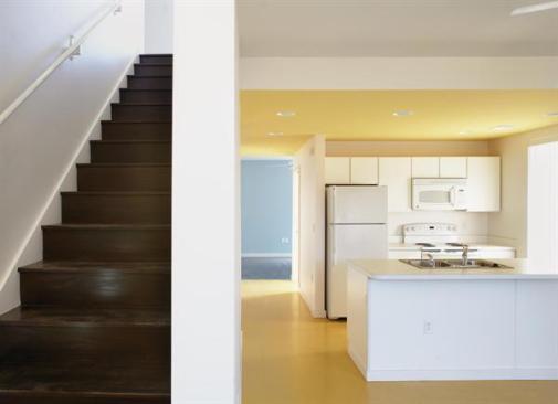 Sunlight washes the units' interior walls, thanks to careful window placement.