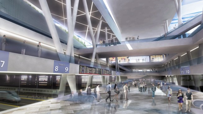 Penn Station retail concourse.