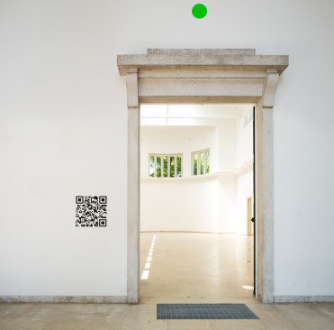 The German pavilion, empty save for QR codes