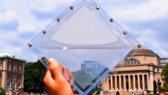The porous polymer coatings, which switch from white to transparent when wetted, can be put into plastic enclosures to make panels that control light and temperatures of buildings.