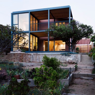 The firm remodeled and extended a 1920s bungalow in Los Angeles, creating a grid-like structure that contrasts with the original residence.