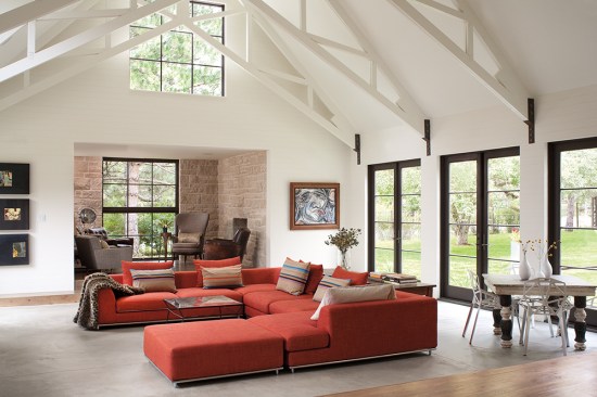 Folly Farm is a contemporary expression of historic, additive farmhouse-style architecture. The energetic, creative clients wanted a contemporary design, with casual spaces for their young family to create, play and find inspiration. To achieve these goals, forms, spaces and finishes were composed. They combining old and new, rich textures, with simple, yet age-old formal geometries.