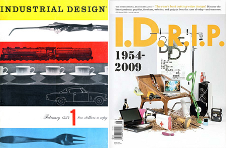 The covers of the inaugural issue of Industrial Design and the final print issue of I.D.