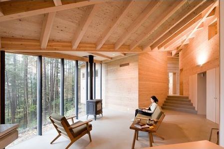 InBetween House  Nagano  This Koji Tstsui Architect & Associates–designed mountain house, located an hour northwest of Tokyo, comprises five smaller pitched-roof cottages built from local larch timber.