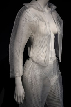 Installation view of jacket and trousers, by Krystyna Kozhoma and Zaha Hadid Design