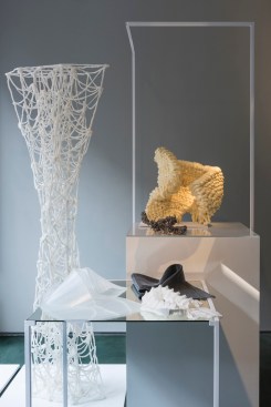 Installations by Krystyna Kozhoma and Zaha Hadid Design, Design Research Lab and Architectural Association, and Shajay Bhooshan Studio