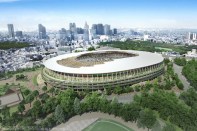 Kengo Kuma's winning design for the New National Stadium in Tokyo.