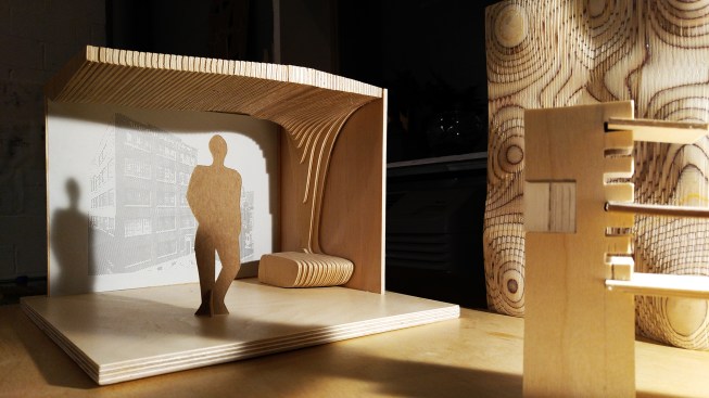 This model depicts a lounge-kiosk concept for an office.