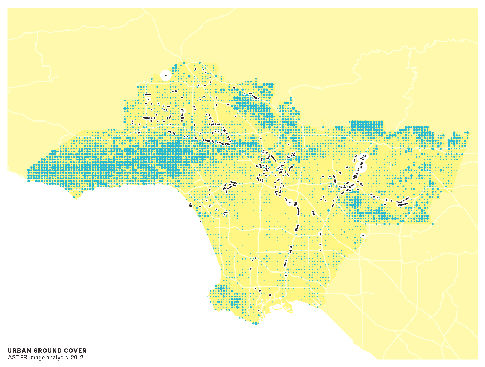 Map of hydrology and urban ground cover from De Monchaux's Los Angeles case study