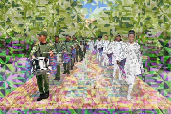 Marching On, a collaboration with Mabel O. Wilson and the young performers of the Marching Cobras, helped develop new methods of social practice, collaboration, and research in the design of public space.