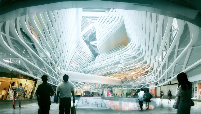 View upward from retail base