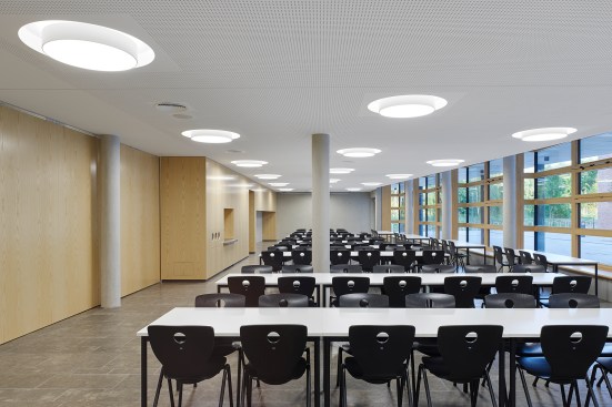 Cafeteria, with view to entrance plaza
