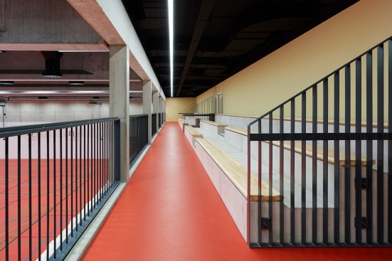 View of balcony spectator seating in sports halls
