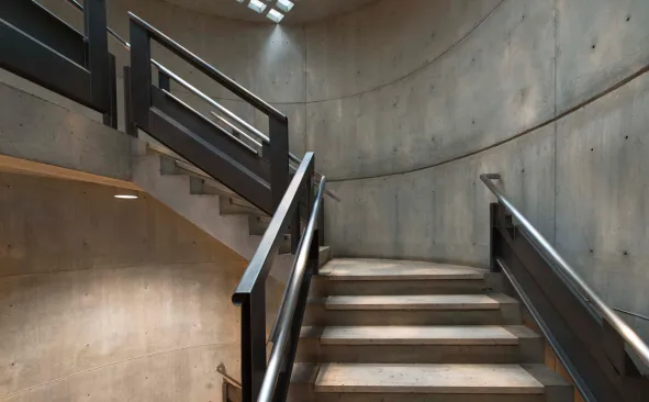 The center's circular stairs