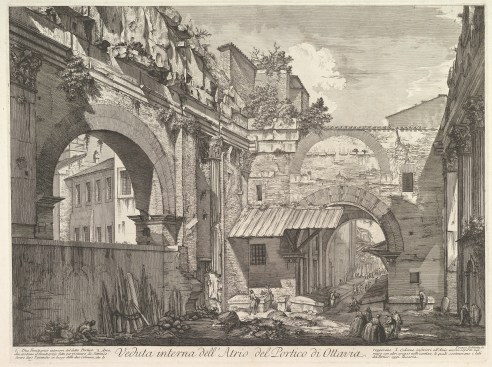Giovanni Battista Piranesi, Veduta interna dell'Atrio del Portico di Ottavia, 1760