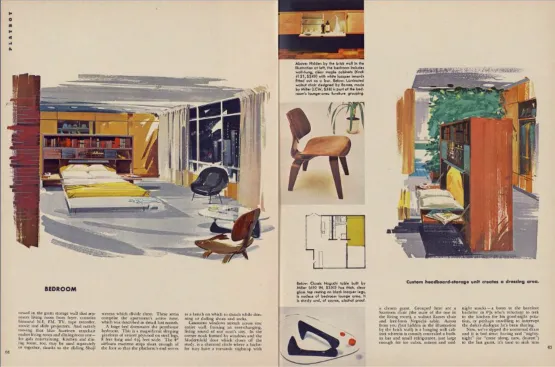 A penthouse apartment, as featured in a 1956 issue of the magazine