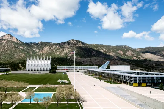 Aerial of the chapel (left) and Polaris (right)