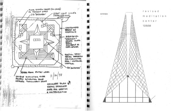 Netsch's 1998 concept for a proposed meditation chapel, which would have been located near the chapel