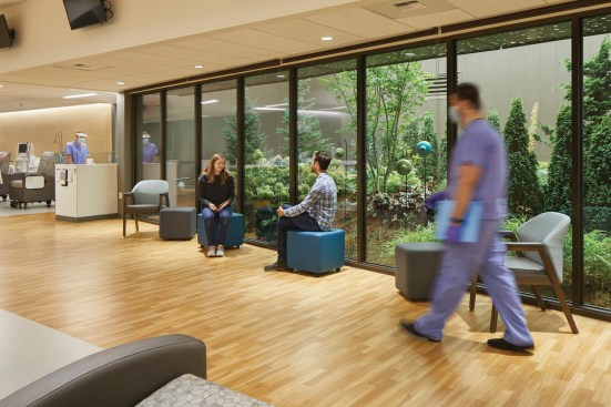 2021 AIA COTE Top Ten winner Rainier Beach Clinic, Seattle, designed by Mahlum Architects. Serving nearly 100 kidney dialysis patients who live within 1 mile of the site, the project restores the natural ecosystem of the site, formerly a scrapyard. Every patient dialysis room receives plentiful daylight and looks out to native landscapes and seasonal plantings. The project’s post-occupancy evaluation survey for visitors and staff was translated and offered in seven languages.