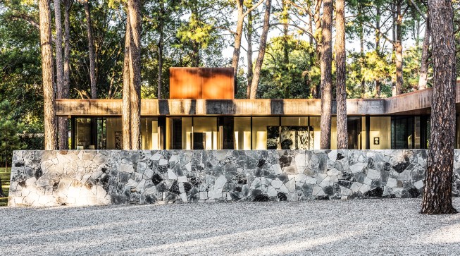 View of west wing of main house from entry motorcourt