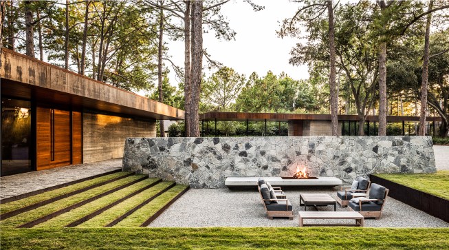 Sunken courtyard looking south