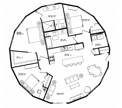 Chesapeake A floor plan: 3 bedroom / 2 bath, 1,496 heated sq. ft.
