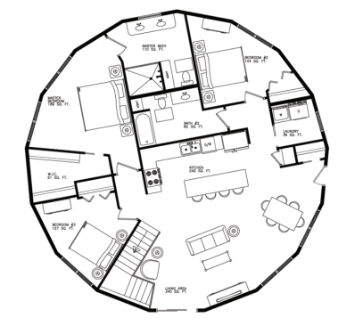 Chesapeake A floor plan with stairs: 3 bedroom / 2 bath, 1,496 heated sq. ft.&nbsp;