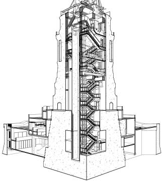 
        A perspective of the stairs looking southeast.