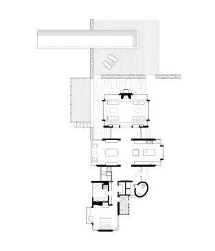 The home's floor plan and adjacent outdoor living spaces.