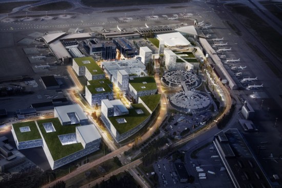 Helsinki Airport Terminal 2 Visualization, Aerial View in Summer