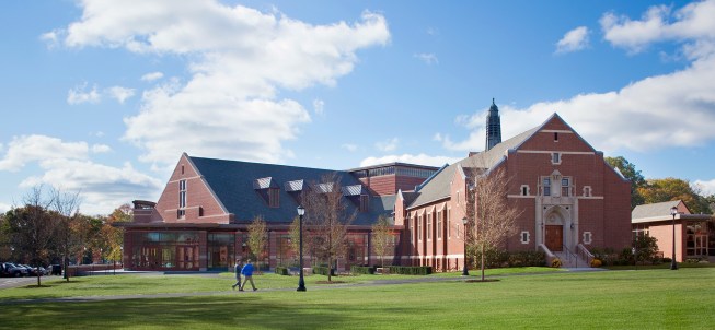 Thayer’s Center for the Arts (left) and Frothingham Hall