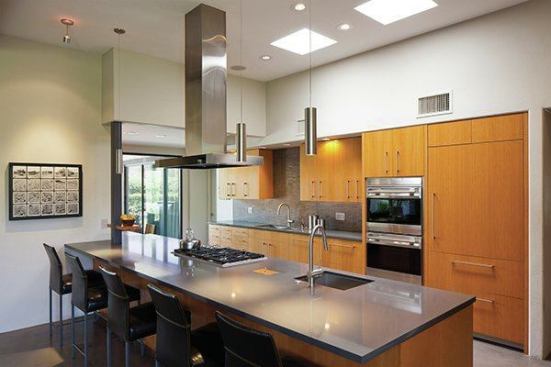 The kitchen countertops are Caesarstone and concrete.