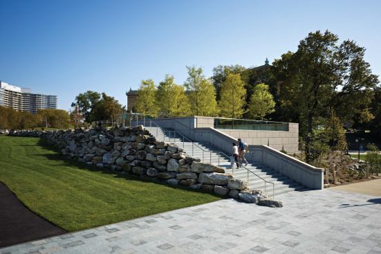 Stairs over green roof