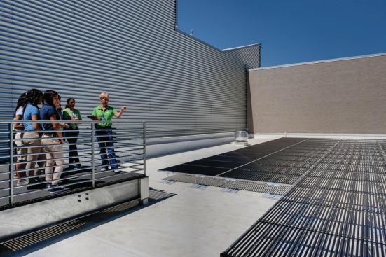 Lady Bird Johnson Middle School's 2,988 solar panels can be viewed by students firsthad via a rooftop viewing platform.