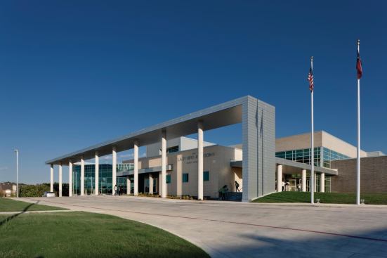 Roof drains at Lady Bird Johnson Middle school collect rainwater and pass it to an underground storage tank. From there, it is used for irrigation and no potable water will be needed for landscaping.