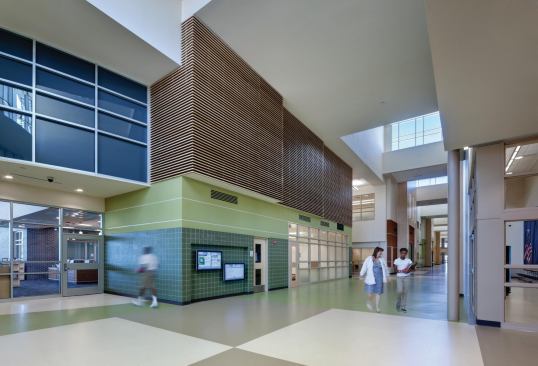 To keep students and faculty abreast of Lady Bird Johnson Middle School's performance, Greentouch monitors from Siemens display daily building energy usage and production.