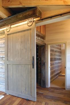 The interior of the home features locally sourced poplar ship-lapped walls.