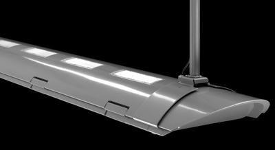 Station, Peerless Lighting, Acuity Brands
Designed for transportation applications, the Station direct luminaire can be used with either 32W T8, 28W T5, or 54W T5HO linear fluorescent lamps. It is available in 4-foot and 8-foot lengths, and the fixture housing, which measures 10 inches long by 3 5/16 inches deep, is composed of extruded aluminum. The fixture interior is accessed via a three-piece, extruded-aluminum-and-polycarbonate hinged-and-latched door. The lens is composed of a UV-stabilized polycarbonate. Standard finish is metallic gray, and custom options are also available. The luminaire is IP65-rated (dust and watertight), and UL- and CUL-listed for wet locations.
peerless-lighting.com