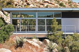 A completed home in Yucca Valley, Calif., built using the Blue Sky Frame, a light-gauge, pregalvanized steel moment-frame system.