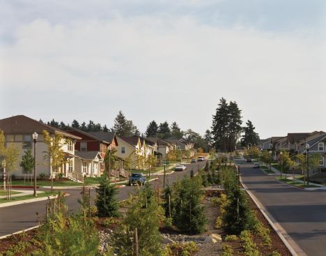 Bioswales allow 98% of the community’s stormwater, including roof runoff, to percolate on-site.