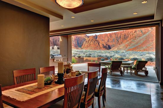 Patio doors can be opened to the desert.