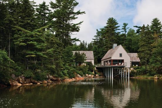 Pond House gets its name from the basin of water it overhangs: a saltwater inlet enclosed years ago with an earthen dam. Water sequestered between summer high tides warms up to a comfortable swimming temperature. 