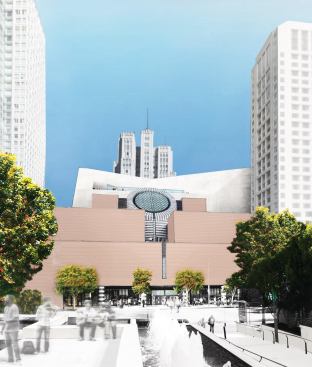 View of addition over the exisiting Mario Botta–designed building