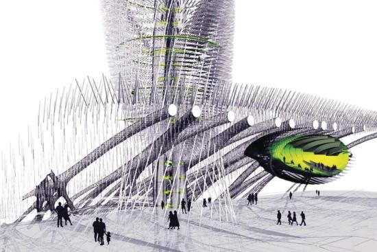Designed for a 2005 competition in Seoul, South Korea, Energy Farm explores the role of architecture in the city’s physical, cultural, and environmental ecosystems. The hypothetical structure uses responsive site technologies to enhance and boost its environmental and energy performance, making it responsive to user needs on a microscale.