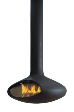 Fireorb is a suspended wood-burning fireplace that allows 360-degree rotation. It’s made from 10-gauge steel and features a black powder finish; a stainless steel model also is available. The hearth measures 40 inches in diameter, weighs 165 pounds, and uses a stainless steel ball bearing rotation system. Fireorb, 847.454.9198; www.fireorb.net.