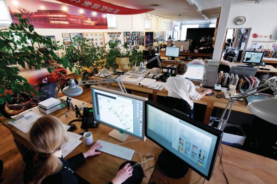 The workstations in Predock's Albuquerque, N.M., studio, which accommodates a staff of 11, include desks made from 2x4s and solid core doors. The emphasis on natural simplicity is key to Predock's embrace of modernist materials and metaphors. One of the 2006 AIA Gold Medalist's favorite metaphors inspired the title of a new monograph of his work: Roadcut, which refers to "a sectional diagram of the earth ... revealed through man's intervention." Roadcut author Christopher Mead and Predock's graphics director, Mira Woodson, curated a corresponding exhibit of Predock's work for the University of New Mexico Art Museum.